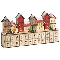 decoracion de navidad led calendario de adviento de madera casitas a pilas marron claro visterflo