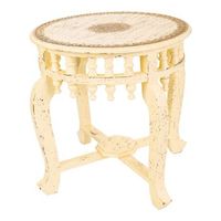mesa de centro de madera y metal color marfil 45x45x52