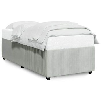 Cama Individual | Cama De Adulto | Estructura De Cama Sin Colchón Terciopelo Gris Claro 90x200 Cm