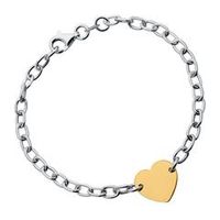 pulsera de plata 925 con corazon grabado bicolor