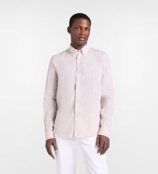 Harmont & Blaine para hombre. CRQ014010883B Camisa de lino puro y corte regular beige (S), Casual, Clásico, Manga larga
