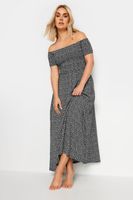 yours vestido largo bardot negro de pequenas flores mujer curvy y tallas grandes yours
