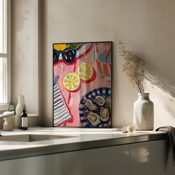 Cuadro verano, marco negro, 30x40 cm