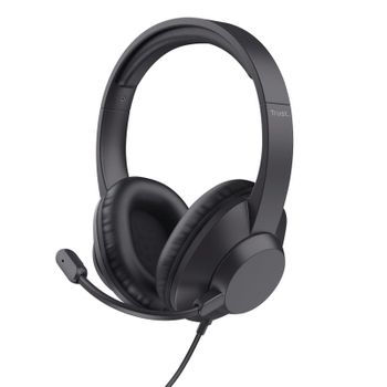 Auriculares Trust Ayda Max con cable Jack 3.5 para oficina con micrófono y diadema ajustable, negros