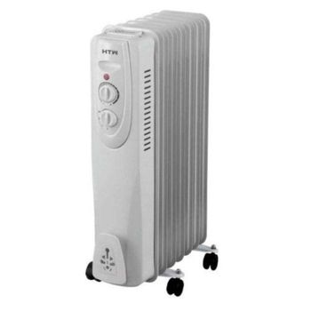 Radiador Aceite Compacto 2000W blanco, control rotativo, ruedas y termostato