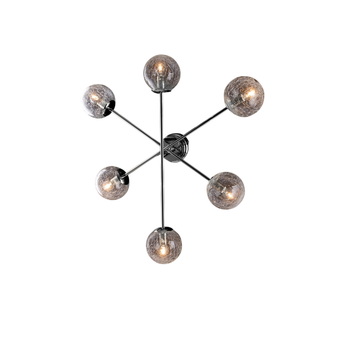 Lámpara De Techo Tresor En Hierro Cromado Pulido 6 Luces H.20 Ø78 Bl215-pl6-cr