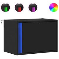 juego de 2 mesitas de noche - mesillas de pared con luces led negro mc6340