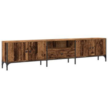 Mueble Tv | Mueble De Salón | Gabinete De Tv Con Cajón Madera Ingeniería Envejecida 200x25x44 Cm