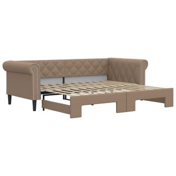 Cama Individual | Cama Para Adultos | Sofá Con Cama Nido Cuero Sintético Cappuccino 90x200 Cm