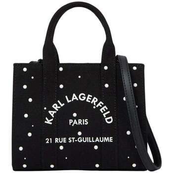Karl Lagerfeld Bolsa Bolso Tote Cuadrado Mini Perlas Algodón Negro para mujer