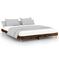 cama matrimonial  cama para adultos  estructura de cama madera contrachapada roble ahumado 150x200cm