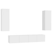 4 uds muebles tv  mueble de salon  armario tv madera de ingenieria blanco