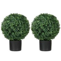 set de 2 bojes artificiales uv 52 cm con maceta verde