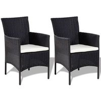 conjunto de muebles de jardin 4 uds  mesa y sillas y cojines ratan sintetico negro