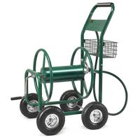 costway carro portamangueras metal carrito de manguera de jardin reigo soporte de manguera verde 96 x 62 x 113cm
