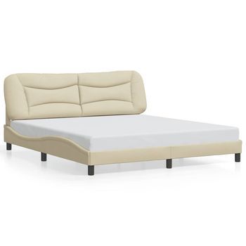 Estructura De Cama Sin Colchón Hvar Tela Color Crema 180x200 Cm Vidaxl