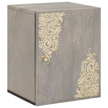 Armario De Pared Gris 38 X 33 X 48 Cm Madera De Mango Maciza Vidaxl