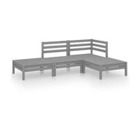 juego de muebles de jardin 4 piezas madera maciza de pino gris vidaxl