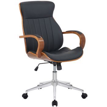 Silla De Oficina Melilla Simil Cuero Nogal/negro 68x63x100 Cm Clp
