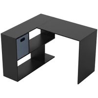 homcom escritorio esquinero moderno con estanteria y cajon de tela 110x100x75 cm negro   aosom espana