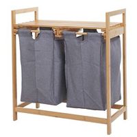 cesto para la ropa clasificadora de ropa de bambu 2 compartimentos 74x64x33cm 70l gris oscuro 040001294