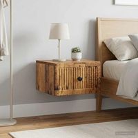 mesita de noche de pared 2 uds - mueble dormitorio - madera - envejecida 33x345x20cm