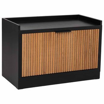 Banqueta Zapatero De Madera Y Metal Negro 80x38x53