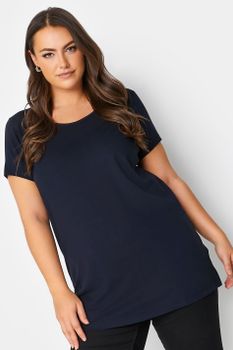 Camiseta Azul Marina Larga, Mujer Curvy Y Tallas Grandes, Yours