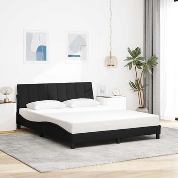 Cama Matrimonial | Cama Para Adultos | Cama Sin Colchón Tela Negro 160x200 Cm Cfw941225