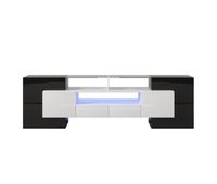 mueble tv 200 cm - led alto brillo y superficie de cristal - negro
