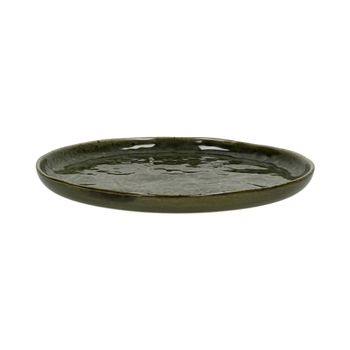 Plato de postre de gres verde oscuro