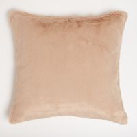 in home recycled polyester faux fur cushion - brown
