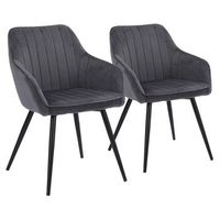 pack de 2 sillas de terciopelo gris bertille