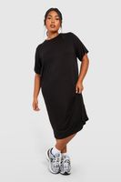 vestido camiseta plus midi negro