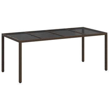 Mesa De Jardín | Mesa De Exterior Marrón 190 X 90 X 75 Cm Ratán Sintético