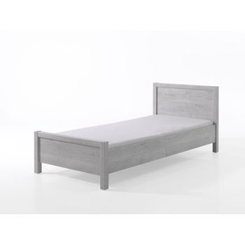 Cama Infantil Robusta 90x200 Colección Matheo - Color Gris Efecto Madera