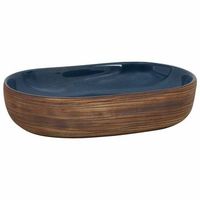 lavabo de bano moderno  lavabo sobre encimera ovalado ceramica marron y azul 59x40x14cm