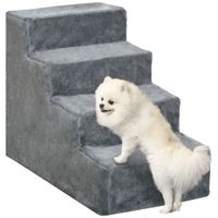 pawhut escalera para mascotas 4 peldanos convertible en rascador con funda extraible y lavable para perros y gatos 60x35x44 cm gris   aosom espana