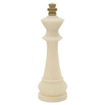 Rey De Ajedrez De Resina Beige Y Dorada Ø 13x41 Cm