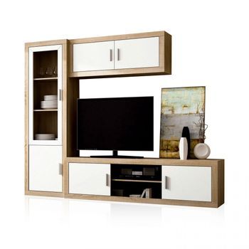 Salón Modular Con Gran Capacidad De Almacenaje 240 Cm Nuka V1 Cambria - Blanco 240 X 193,2 X 41,4 Cm