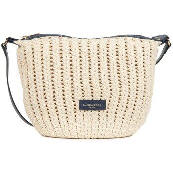 LANCASTER Bandolera Bolso bandolera de algodón trenzado y piel azul para mujer
