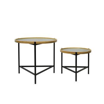 Conjunto De 2 Mesas Negras De Dkd Home Decor - 64 X 64 X 55 Cm Y 62 X 62 X 55,5 Cm