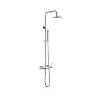 columna de ducha cromada en acero y laton con grifo monomando y barra extensible
