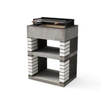 movelar - barbacoa de obra prefabricada para lena y carbon modelo lima gris blanco - 74 x 53 x 110 cm ref m00452 - uso en exteriores