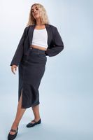 yours falda vaquera anil midaxi con abertura mujer curvy y tallas grandes yours