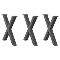 patas para mesa de comedor en forma de x 3 unidades antracita 70 x 72-73 cm acero vidaxl