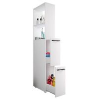 vcm gabinete de bano de madera  muebles de bano  gabinete de nicho  divisor de habitacion  gabinete alto  dimensiones aprox al 183 x an 25 x p 50 cm - sadilo xl blanco