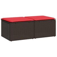 set sofas jardin y cojines 2 pzas ratan sintetico acacia marron cfw243371