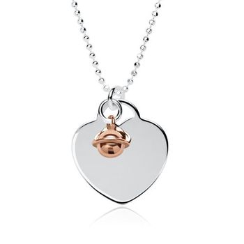 Cadena de plata 925 grabable campanas corazón oro rosa