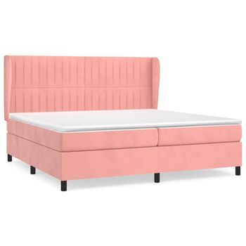 Cama Tapizada 203x203x128 Cm Terciopelo - Rosa